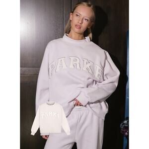 PARKE varsity Mockneck Lilac+White L/XL
